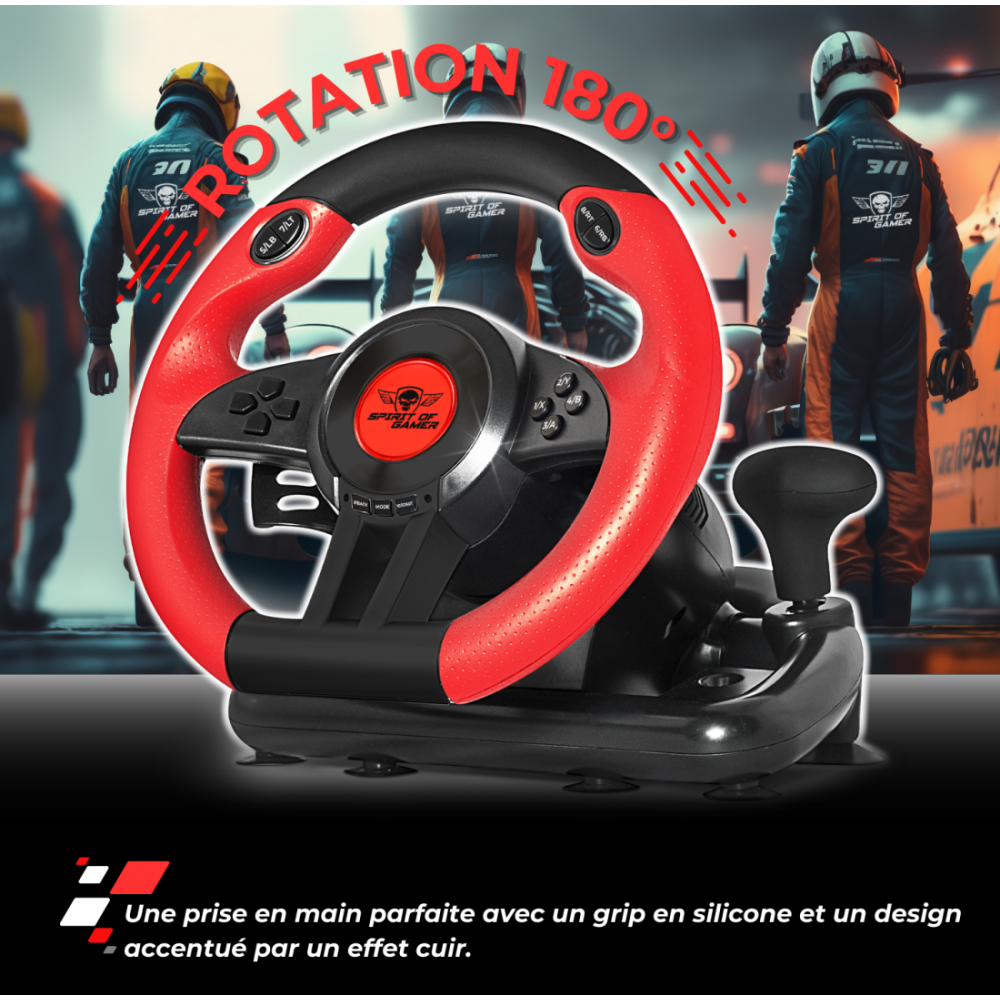 Volant De Course SPIRIT OF GAMER PRO 1 PC / Noir & Rouge