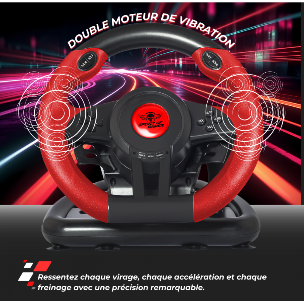 Volant De Course SPIRIT OF GAMER PRO 1 PC / Noir & Rouge