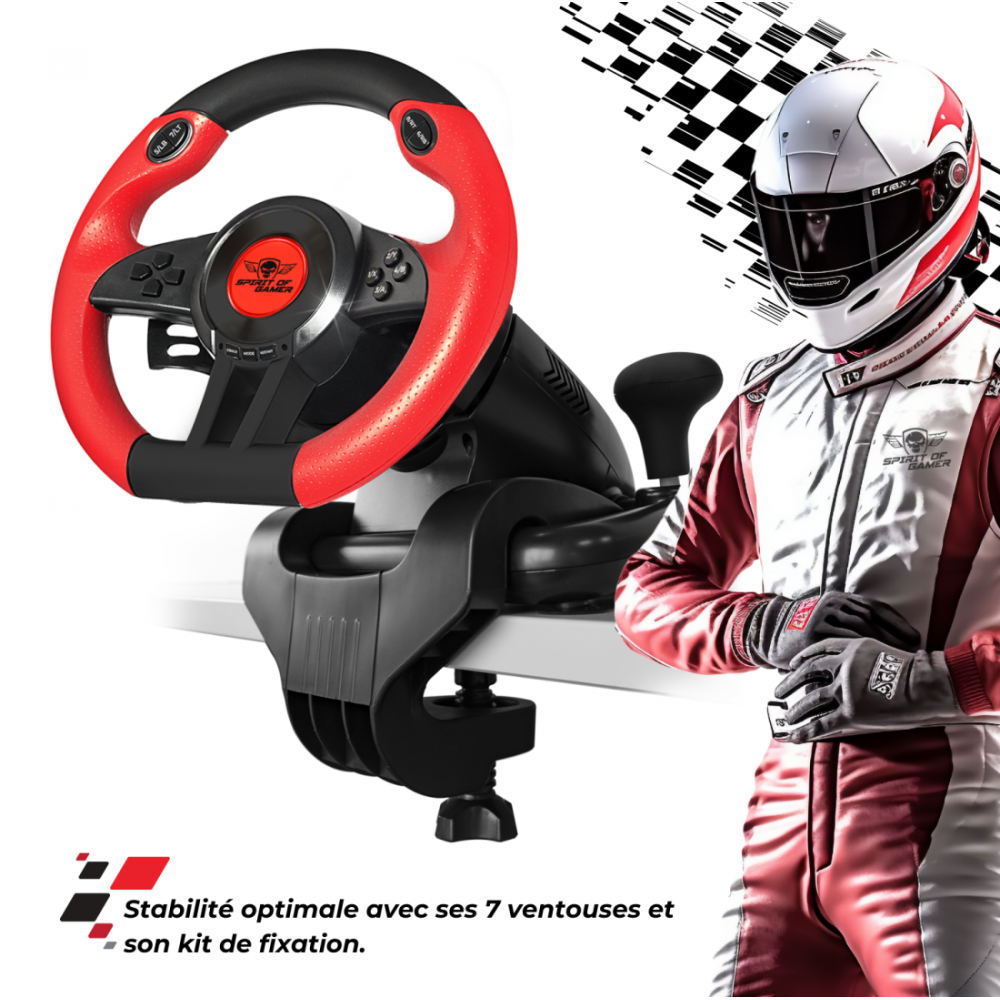 Volant De Course SPIRIT OF GAMER PRO 1 PC / Noir & Rouge