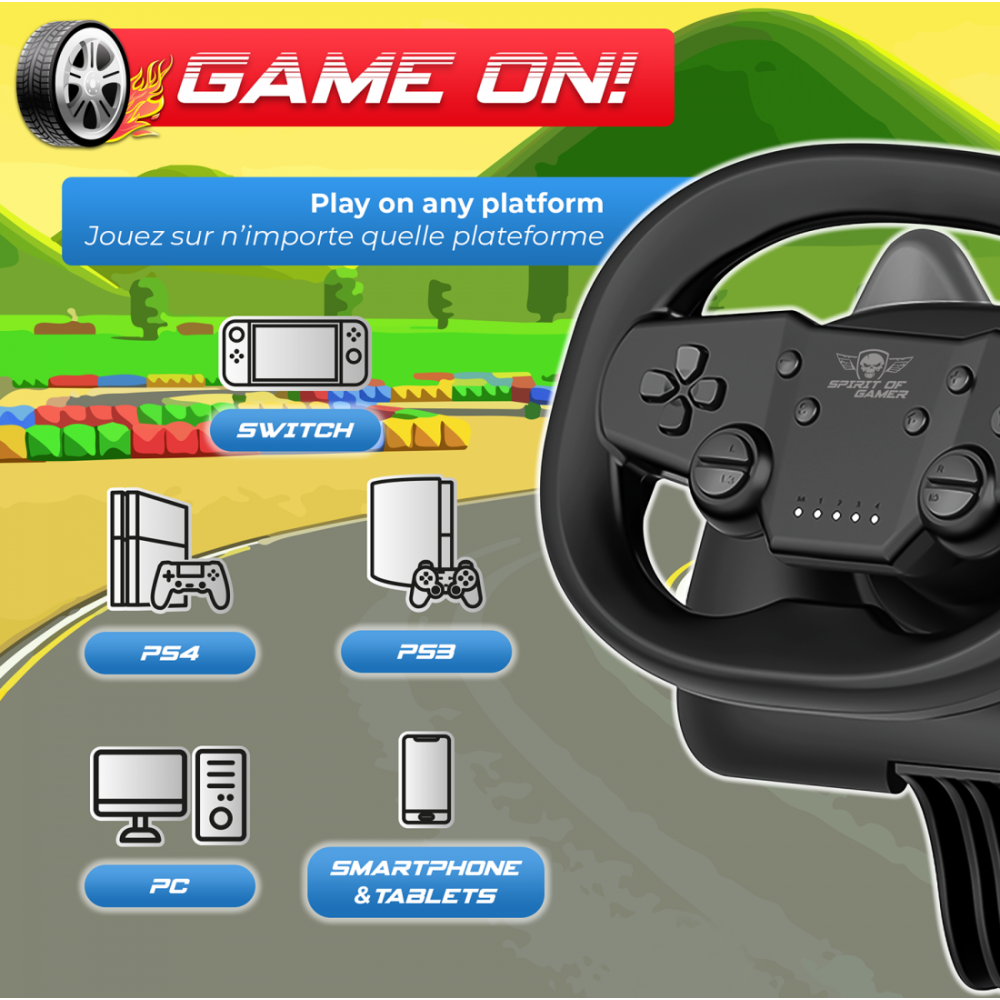 Volant De Course SPIRIT OF GAMER PRO AIR PS4/PS3/PC - Noir