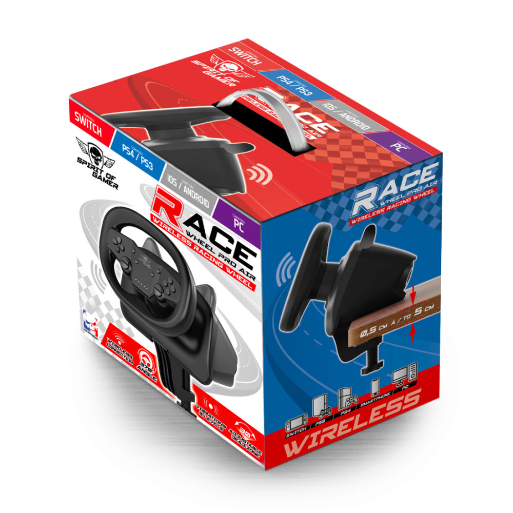 Volant De Course SPIRIT OF GAMER PRO AIR PS4/PS3/PC - Noir