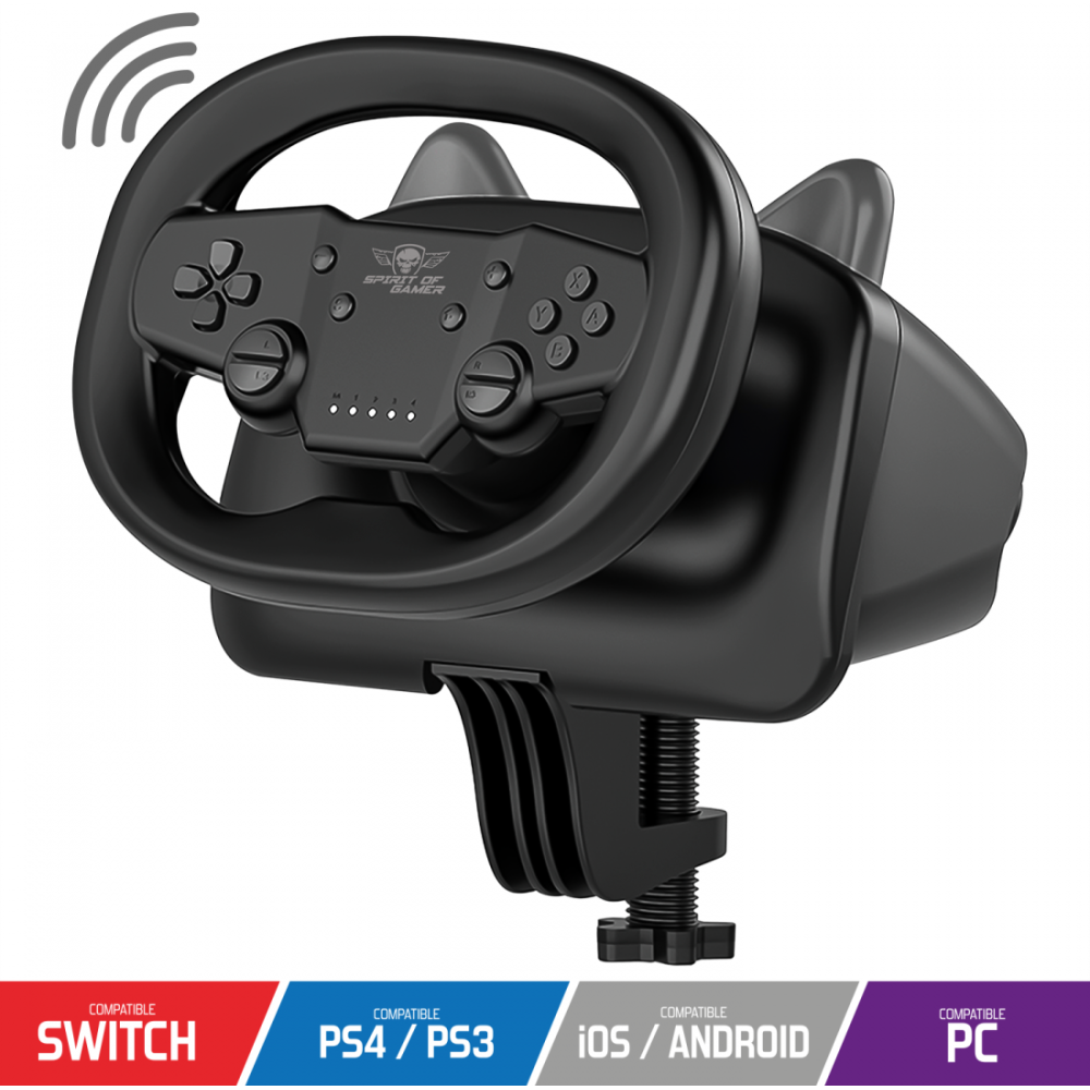 Volant De Course SPIRIT OF GAMER PRO AIR PS4/PS3/PC - Noir