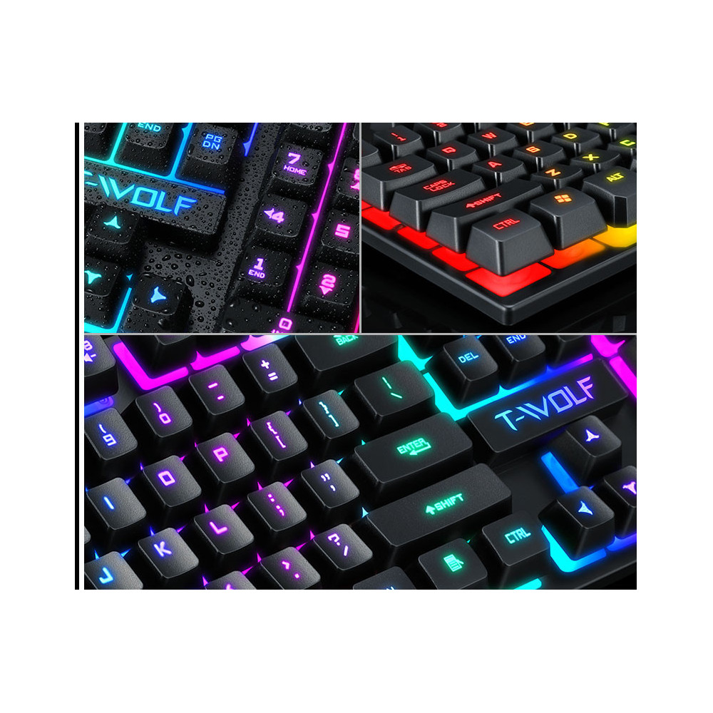Clavier Gamer Filaire SEMI MECANIQUE T-WOLF T20 AZERTY RGB - Noir