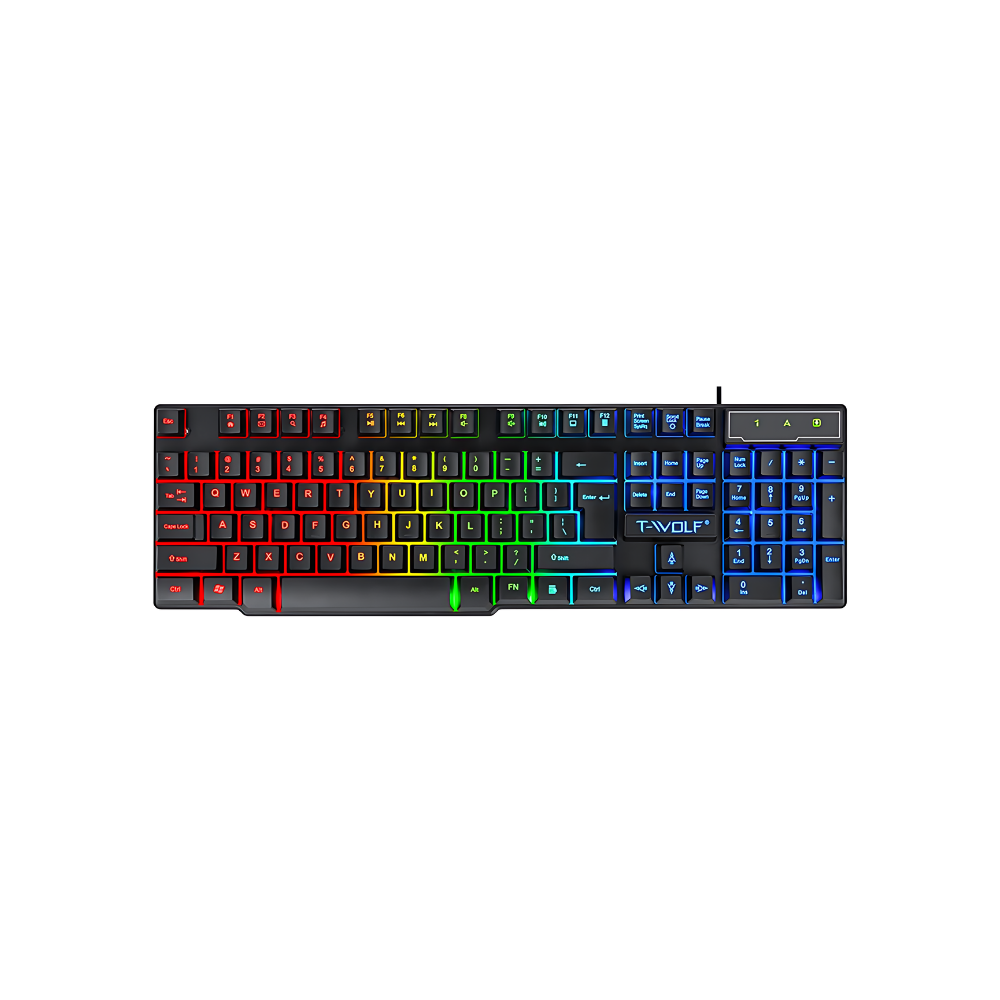 Clavier Gamer Filaire SEMI MECANIQUE T-WOLF T20 AZERTY RGB - Noir