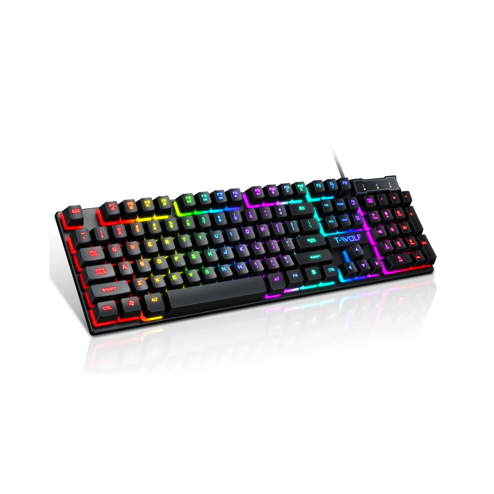 Clavier Gamer Filaire SEMI MECANIQUE T-WOLF T20 AZERTY RGB - Noir