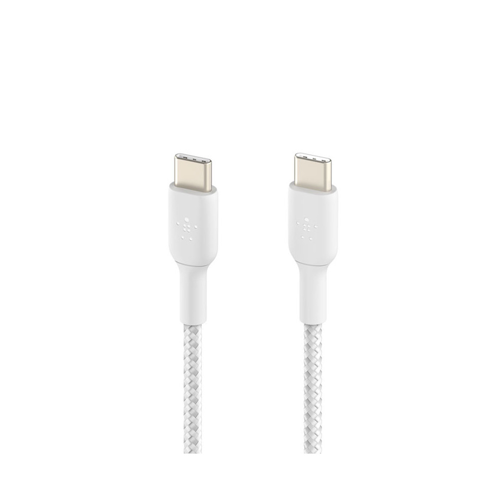 Câble Tressé BELKIN USB-C vers USB-C / 1m / Blanc