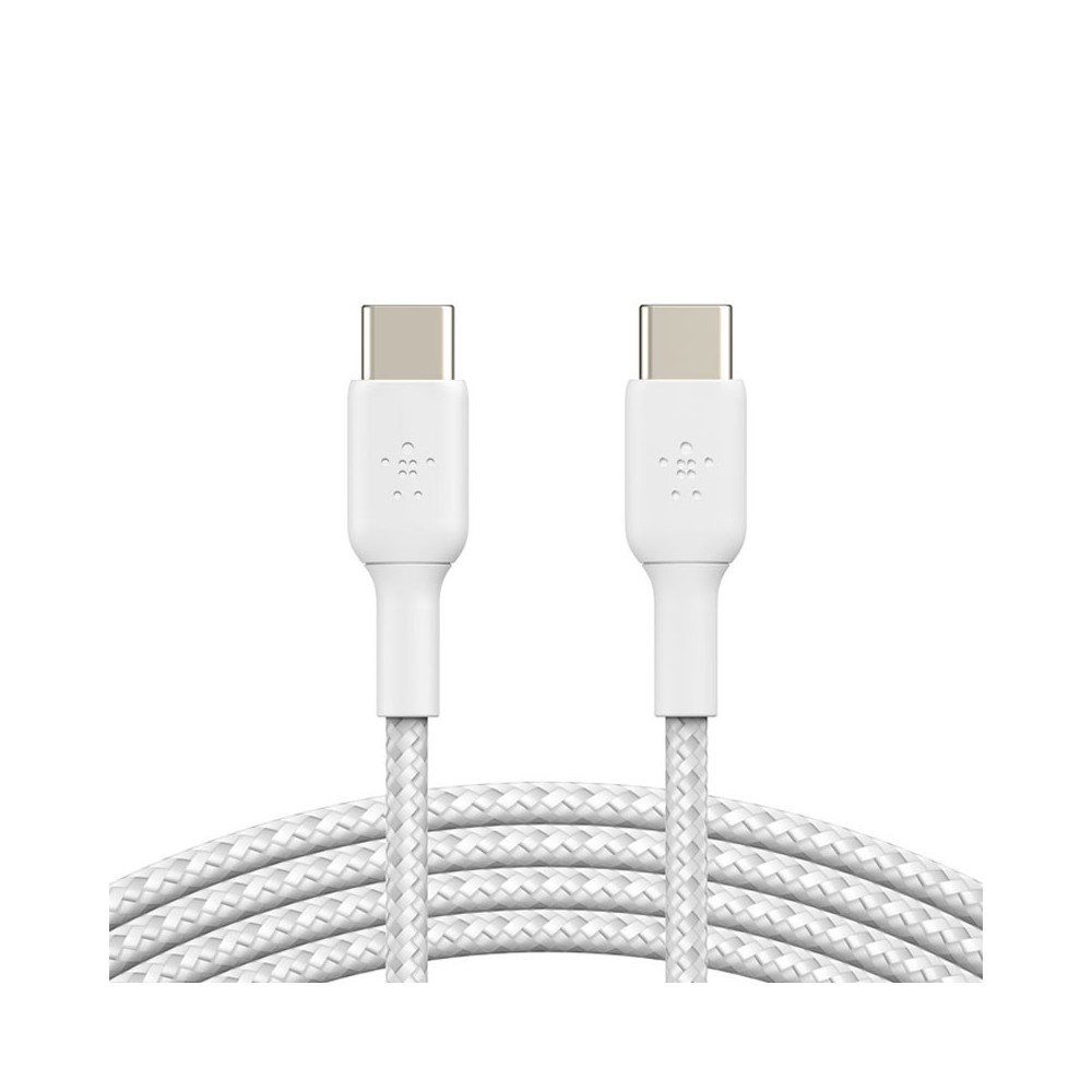 Câble Tressé BELKIN USB-C vers USB-C / 1m / Blanc