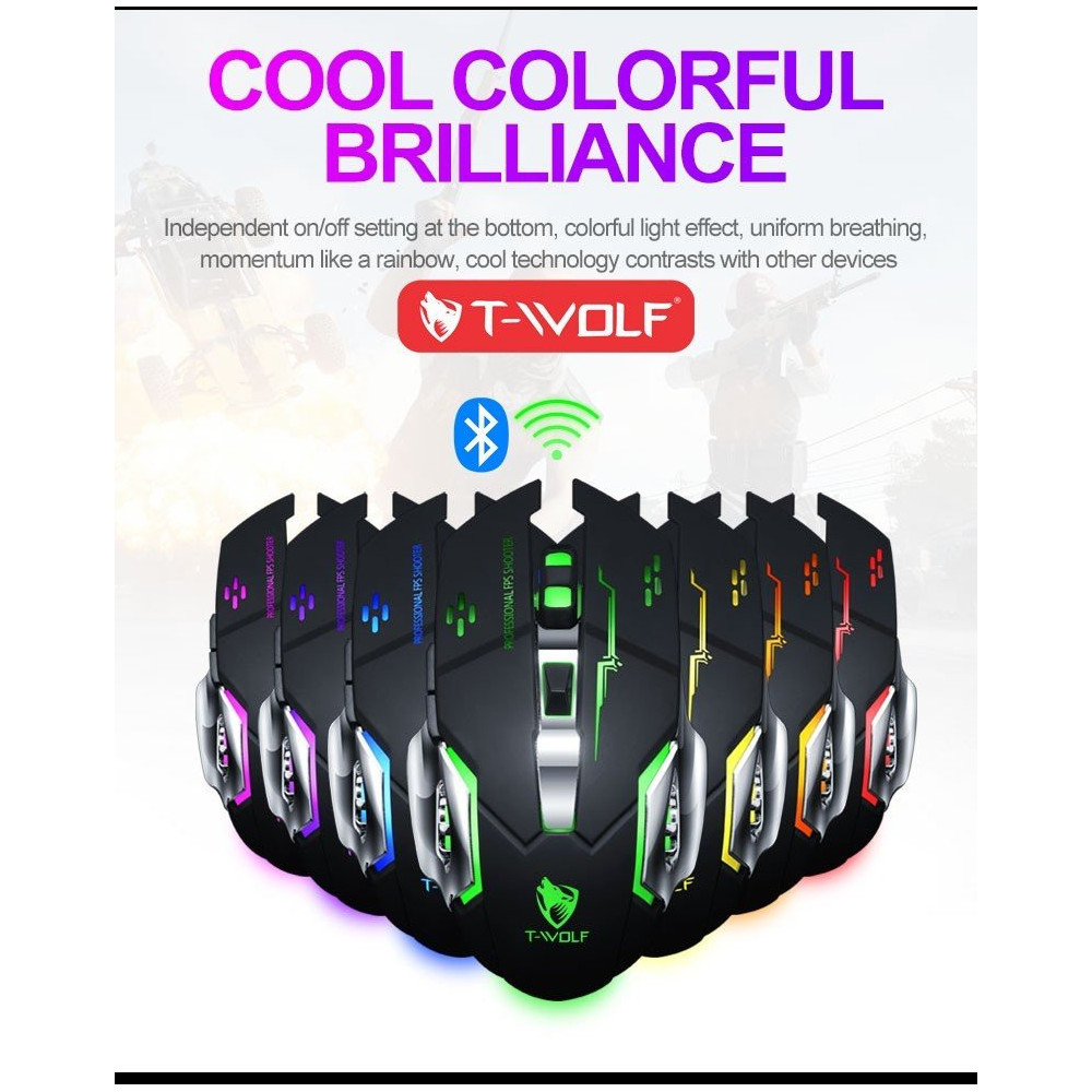 Souris Gamer Sans Fil T-WOLF Q13 Électronique - Noir