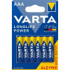 6 PILE VARTA LONGLIFE POWER LR03 BP6
