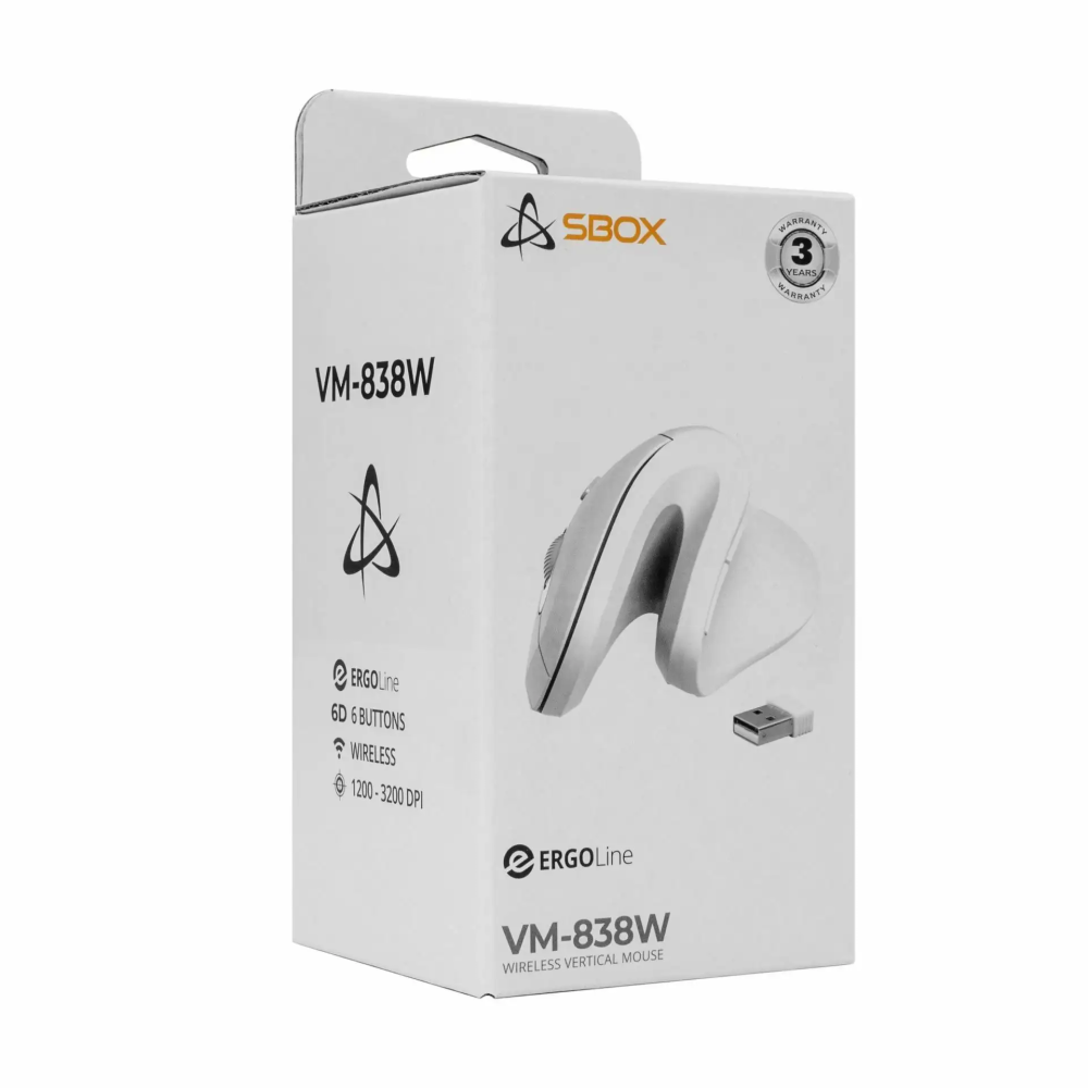SOURIS SBOX VM-838W Vertical Wireless WHITE