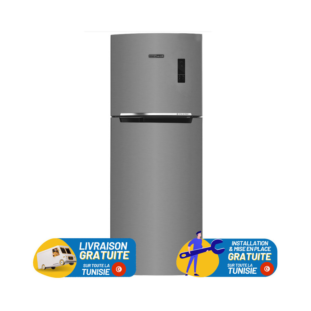 Réfrigérateur Maxwell No Frost INVERTER Double Portes 470 Litres/ INOX avec Afficheur