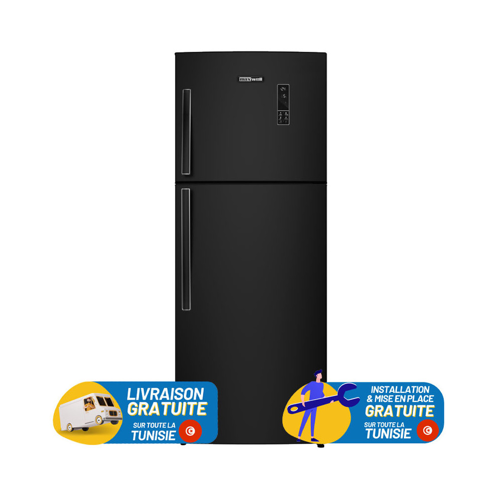 Réfrigérateur Maxwell No Frost INVERTER Double Portes 540 Litres / Noir Avec Afficheur
