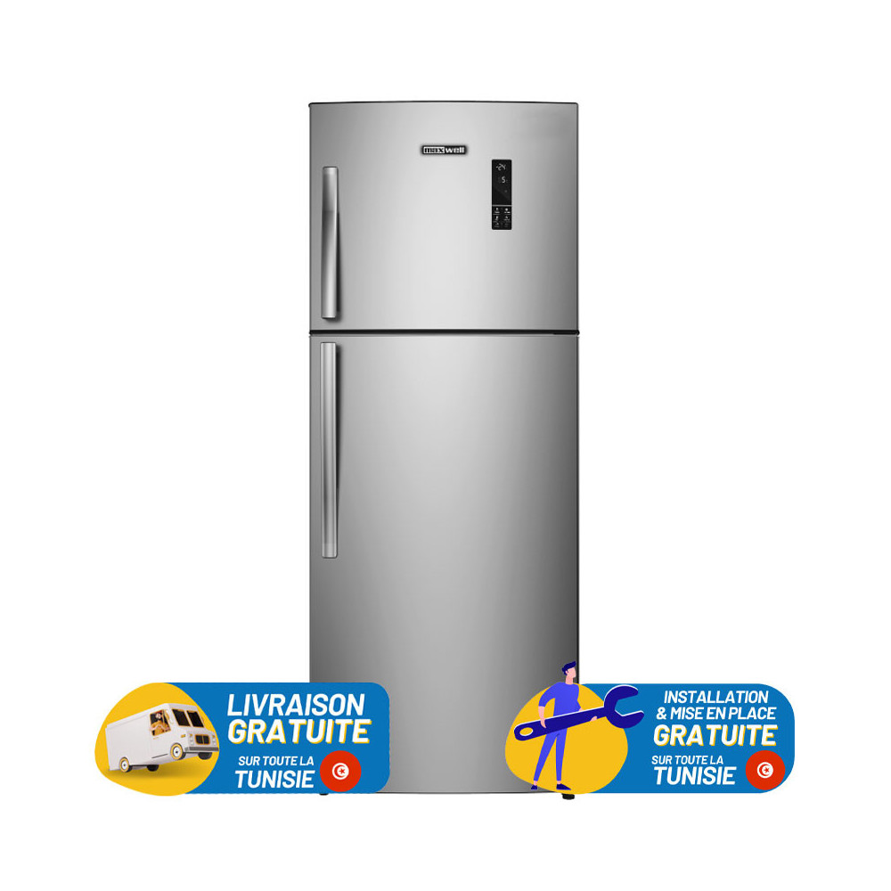 Réfrigérateur Maxwell No Frost INVERTER Double Portes 540 Litres / INOX Avec Afficheur