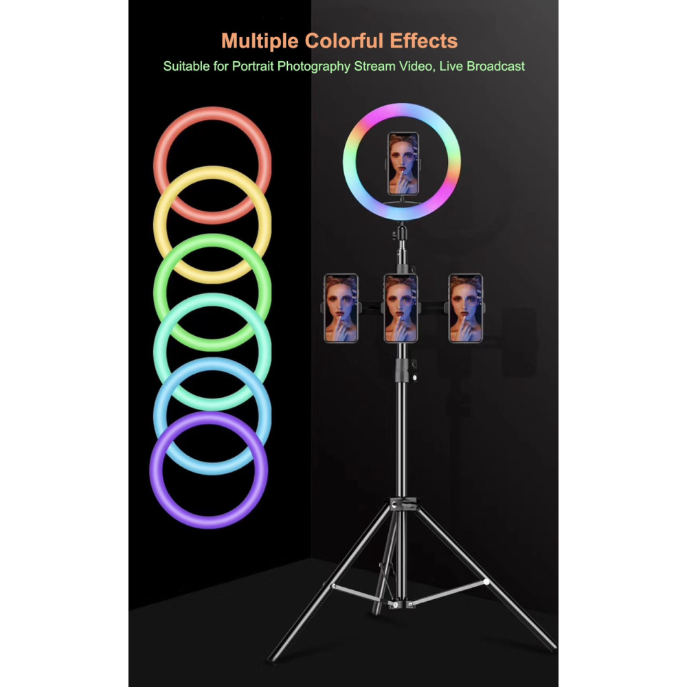 Selfie Ring Light 36CM -RGB + tripode 2M + COMMANDE BT