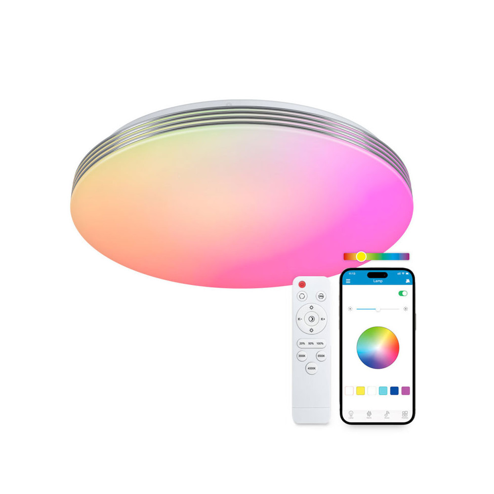 SmartLED KSIX Plafonnier Boreal, RGBIC +CCT, diamètre 38,5 cm, 5.600 blanc