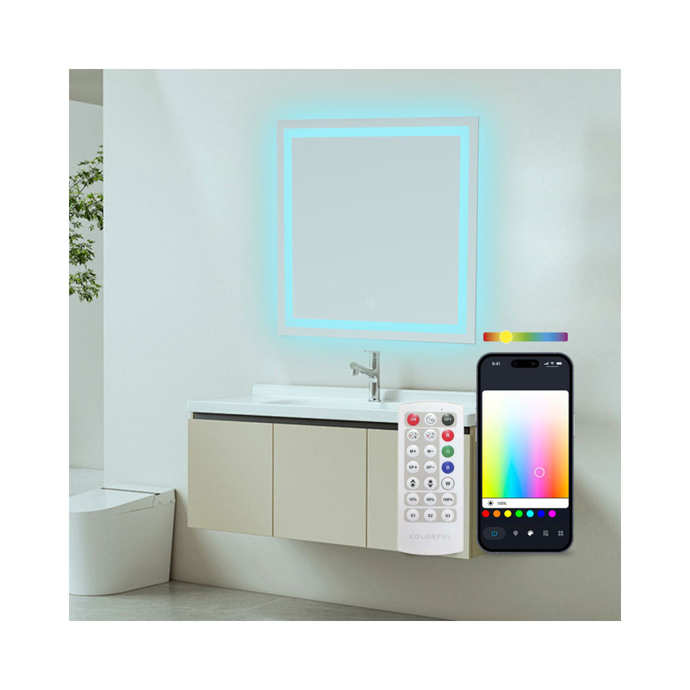 Miroir intelligent KSIX Aqua, antibuée 70x70cm, haut-parleur intégré
