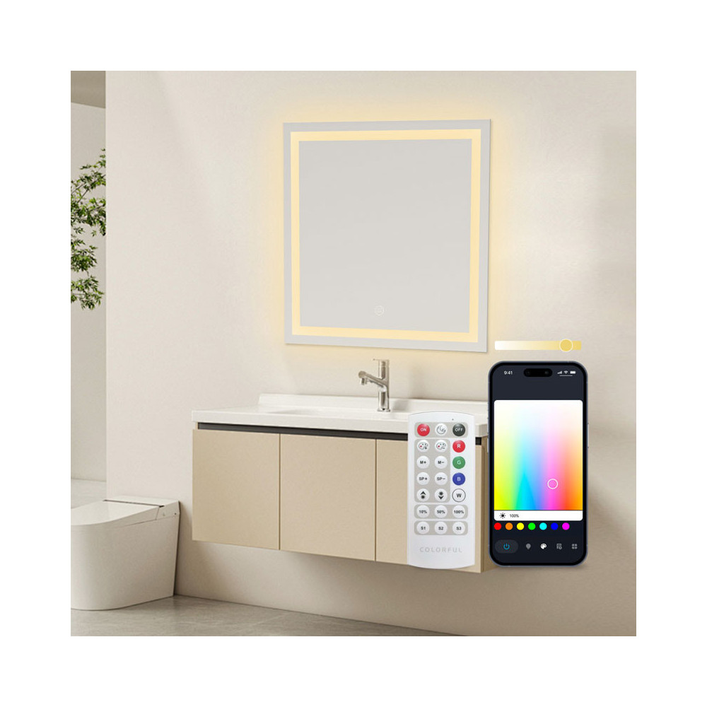 Miroir intelligent KSIX Aqua, antibuée 70x70cm, haut-parleur intégré