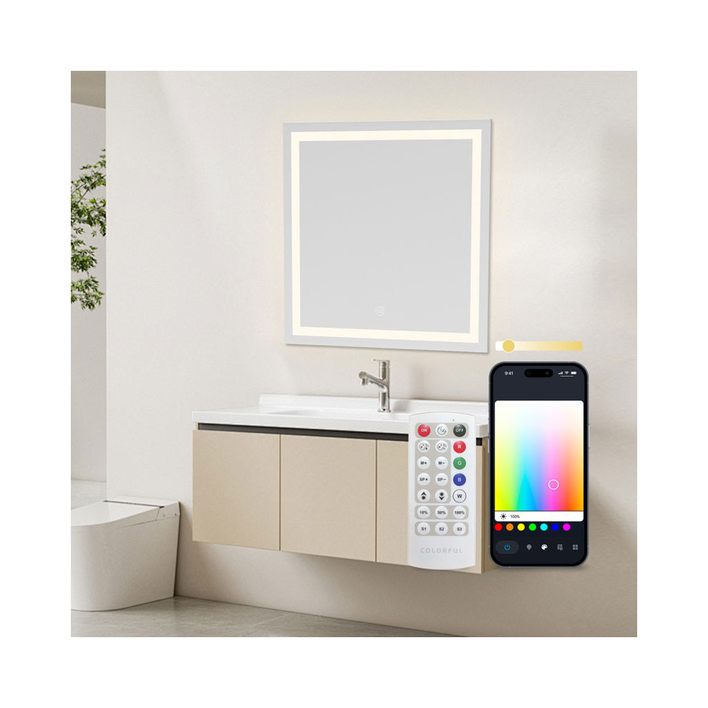 Miroir intelligent KSIX Aqua, antibuée 70x70cm, haut-parleur intégré