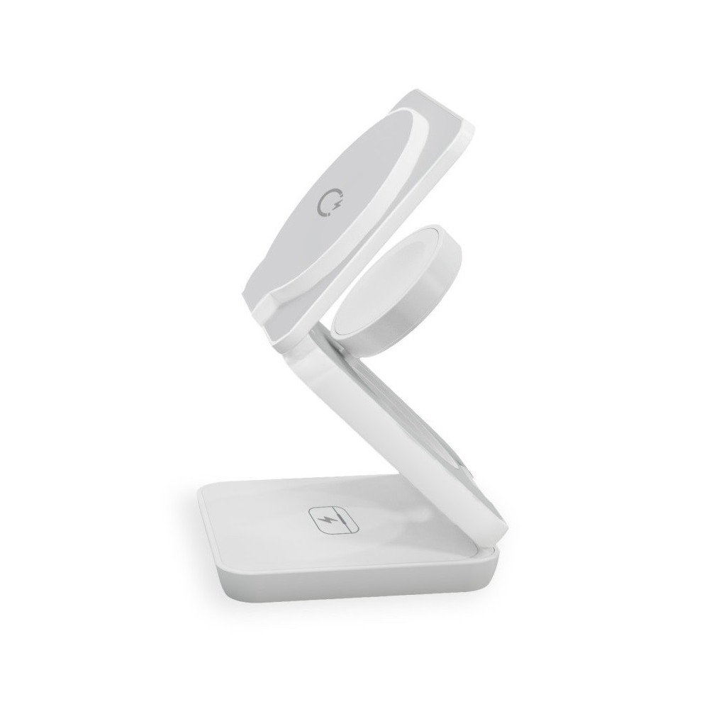 Chargeur sans fil KSIX Cube 3 en 1 15 W, pliable, PD,MagSafe Blanc