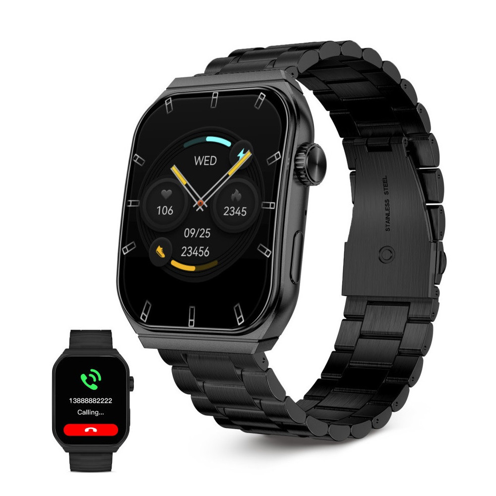 Montre connectée KSIX Olympo, écran AMOLED 1,96”, 2 bracelets, Noir