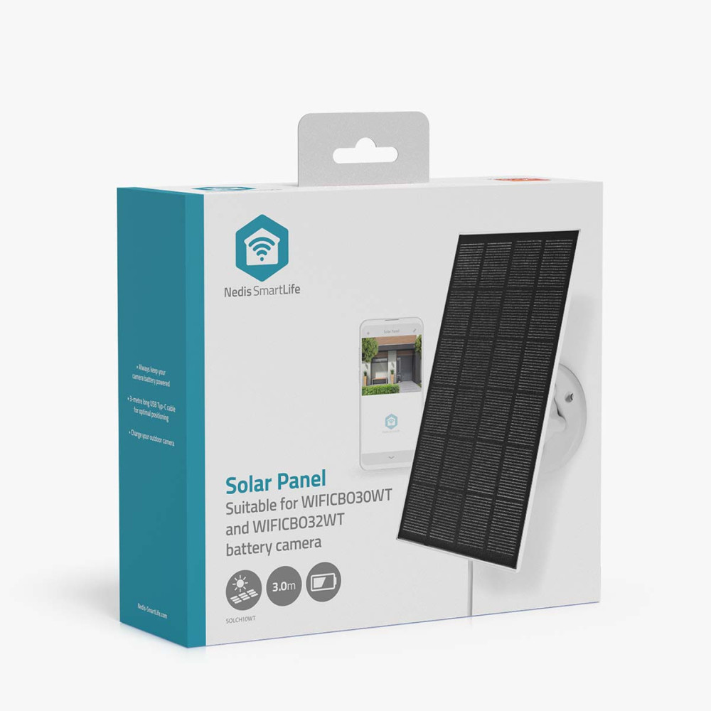 Panneau solaire 5,3 V DC | 0,5 A | USB Type-C™ câble 3M pour camera