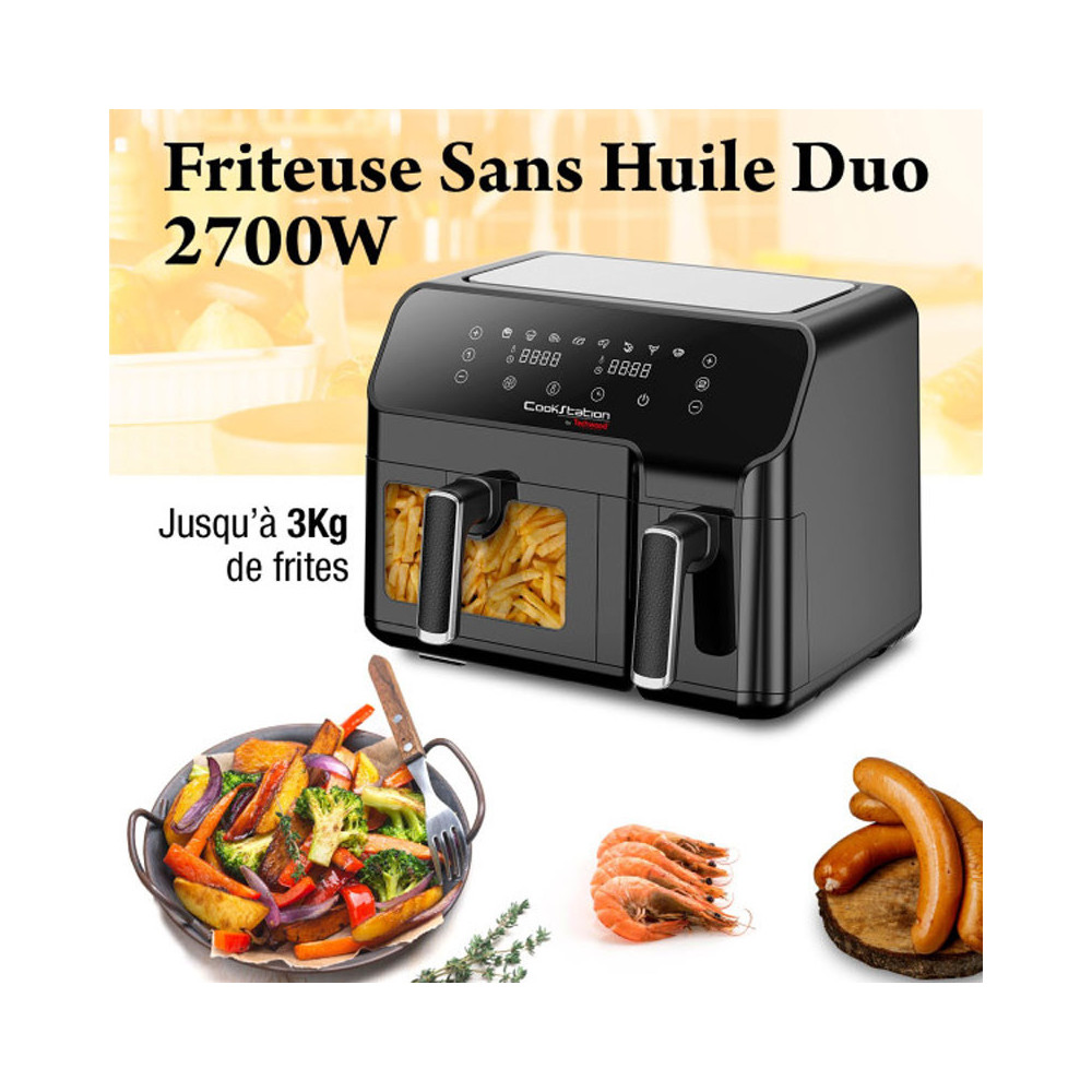 AIRFRYER DUO TECHWOOD 5.5L + 3.3L / Noir / CS-927
