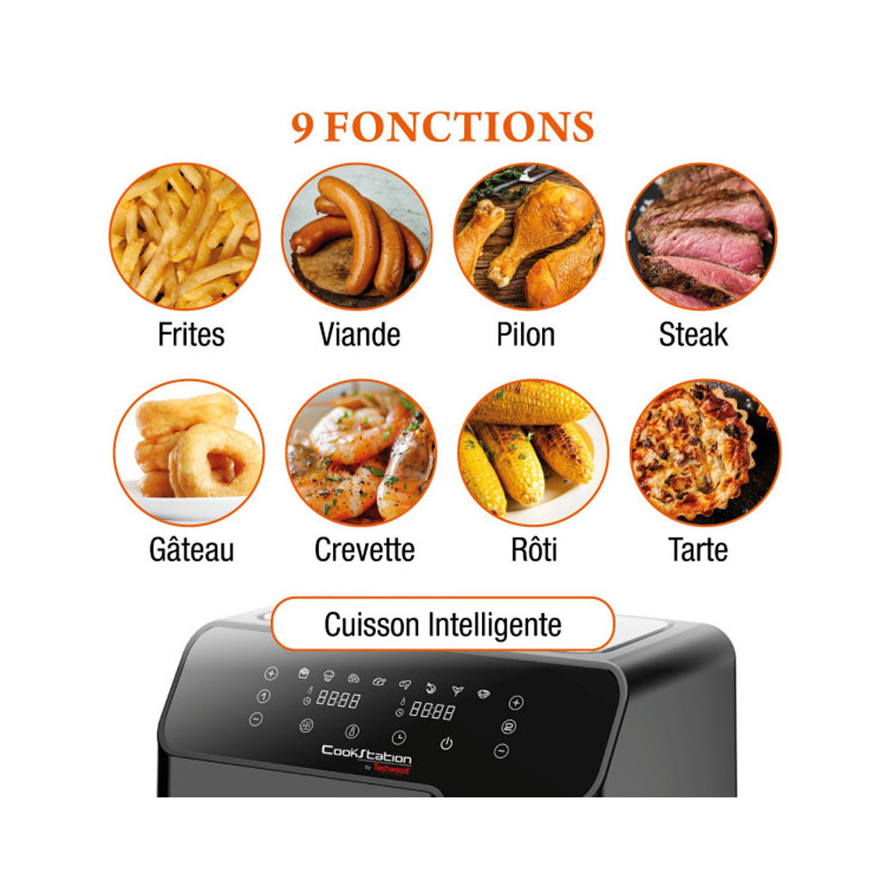 AIRFRYER DUO TECHWOOD 5.5L + 3.3L / Noir / CS-927
