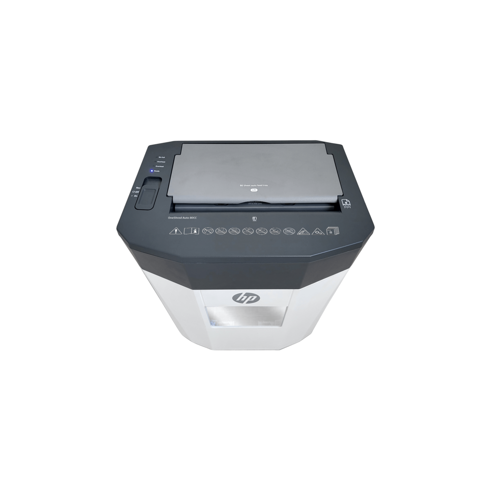 Destructeur de documents HP OneShred Auto 80CC / 15 Litres / Coupe Transversale / Blanc