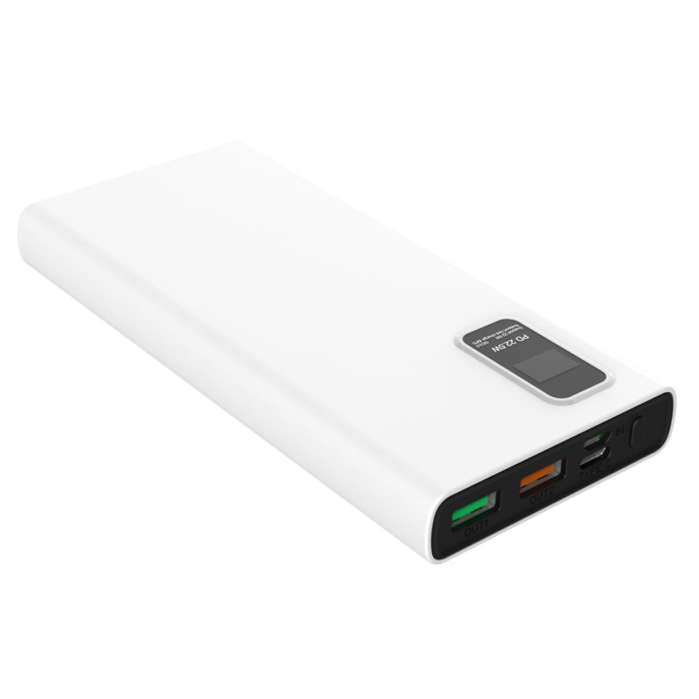 POWER BANK PLATINET 10000 mAh Polymère PD 3.0 QC 3.0 Écran LED BLANC