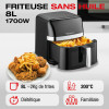 AIR FRYER TECHWOOD 8 Litres 1700W / Noir / TFR-806SHD