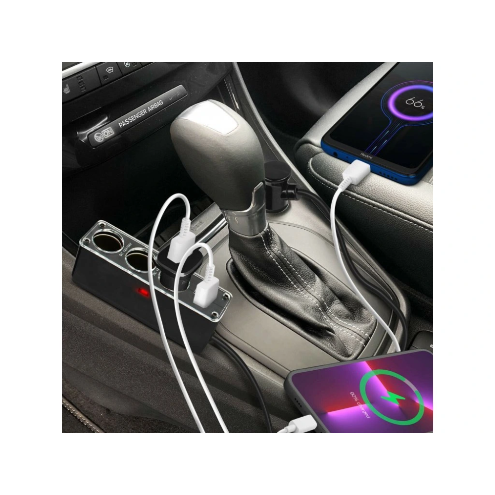 Adaptateur charge voiture Forever 3en1 avec câble USB noir
