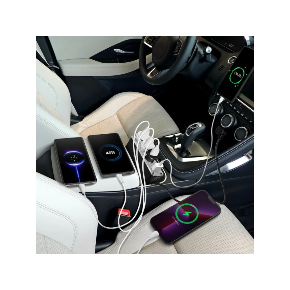 Adaptateur charge voiture Forever 3en1 avec câble USB noir
