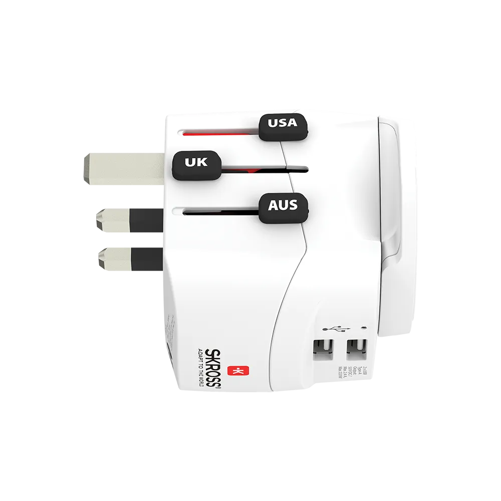 ADAPTATEUR DE VOYAGE SKROSS PRO LIGHT USB EARTHED 2 USB SLOT