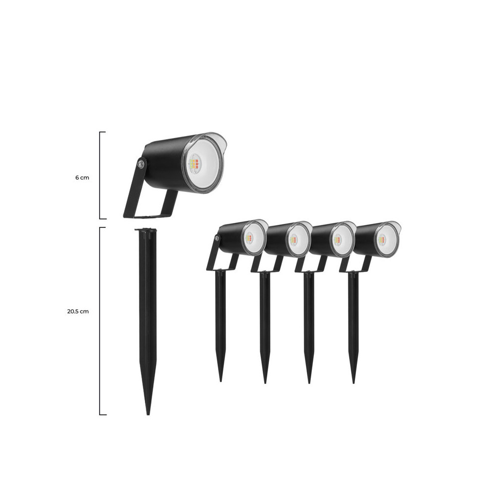 Lot de 4 balises extérieures SmartLED KSIX,WiFi+APP inclus, 18W