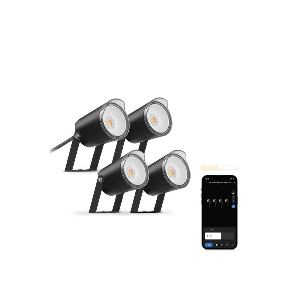 Lot de 4 balises extérieures SmartLED KSIX,WiFi+APP inclus, 18W