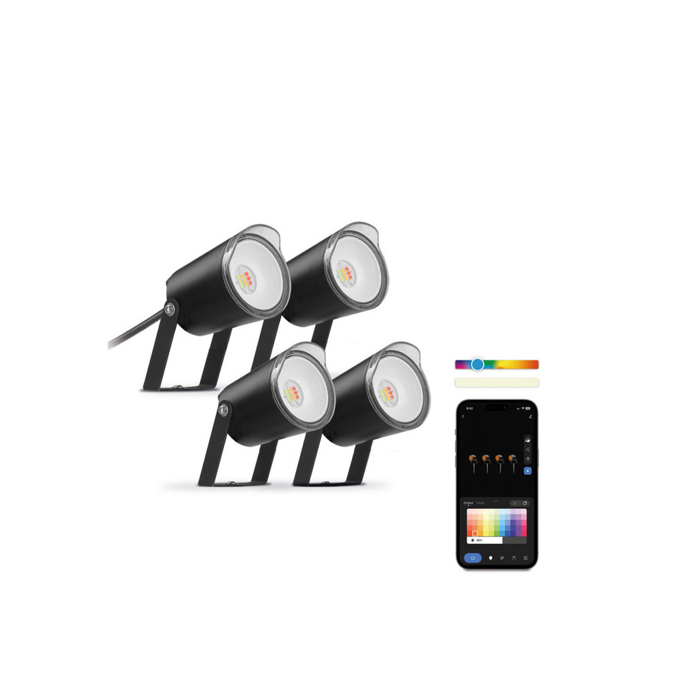 Lot de 4 balises extérieures SmartLED KSIX,WiFi+APP inclus, 18W