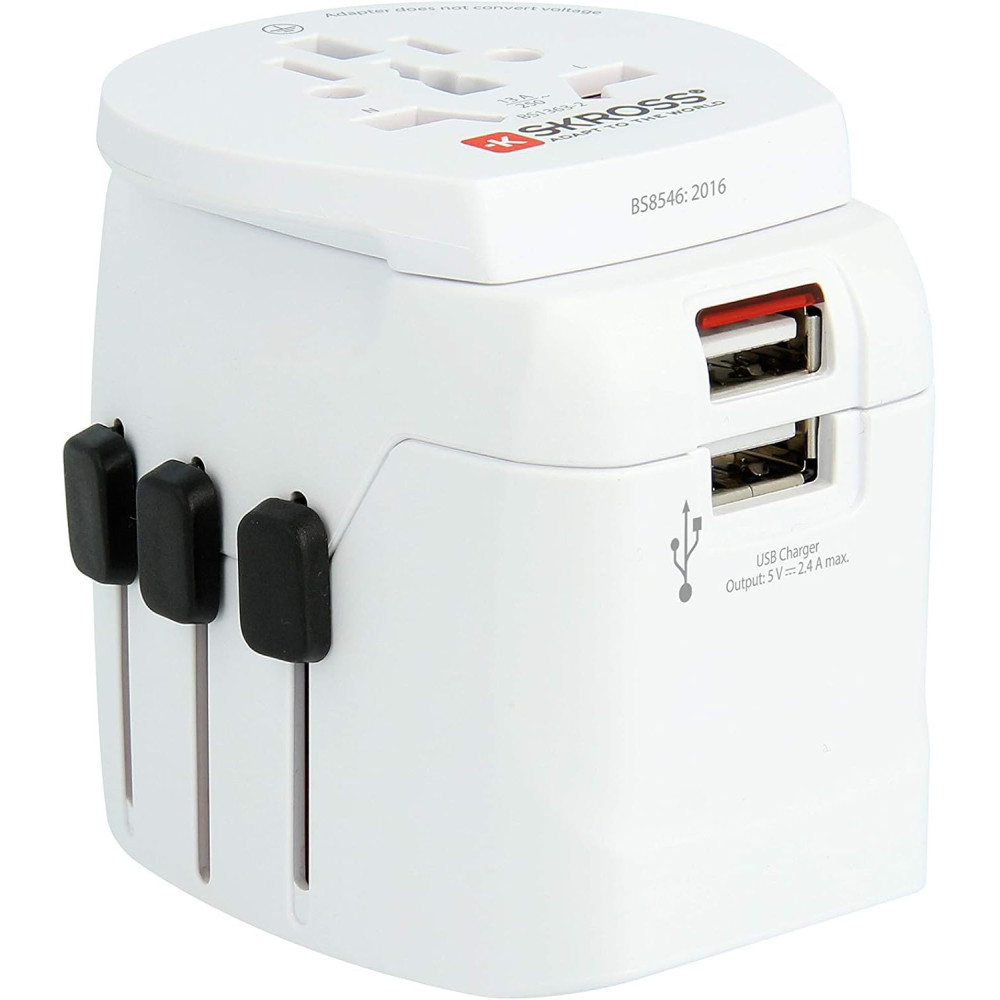 ADAPTATEUR DE VOYAGE SKROSS PRO LIGHT USB EARTHED 2 USB SLOT