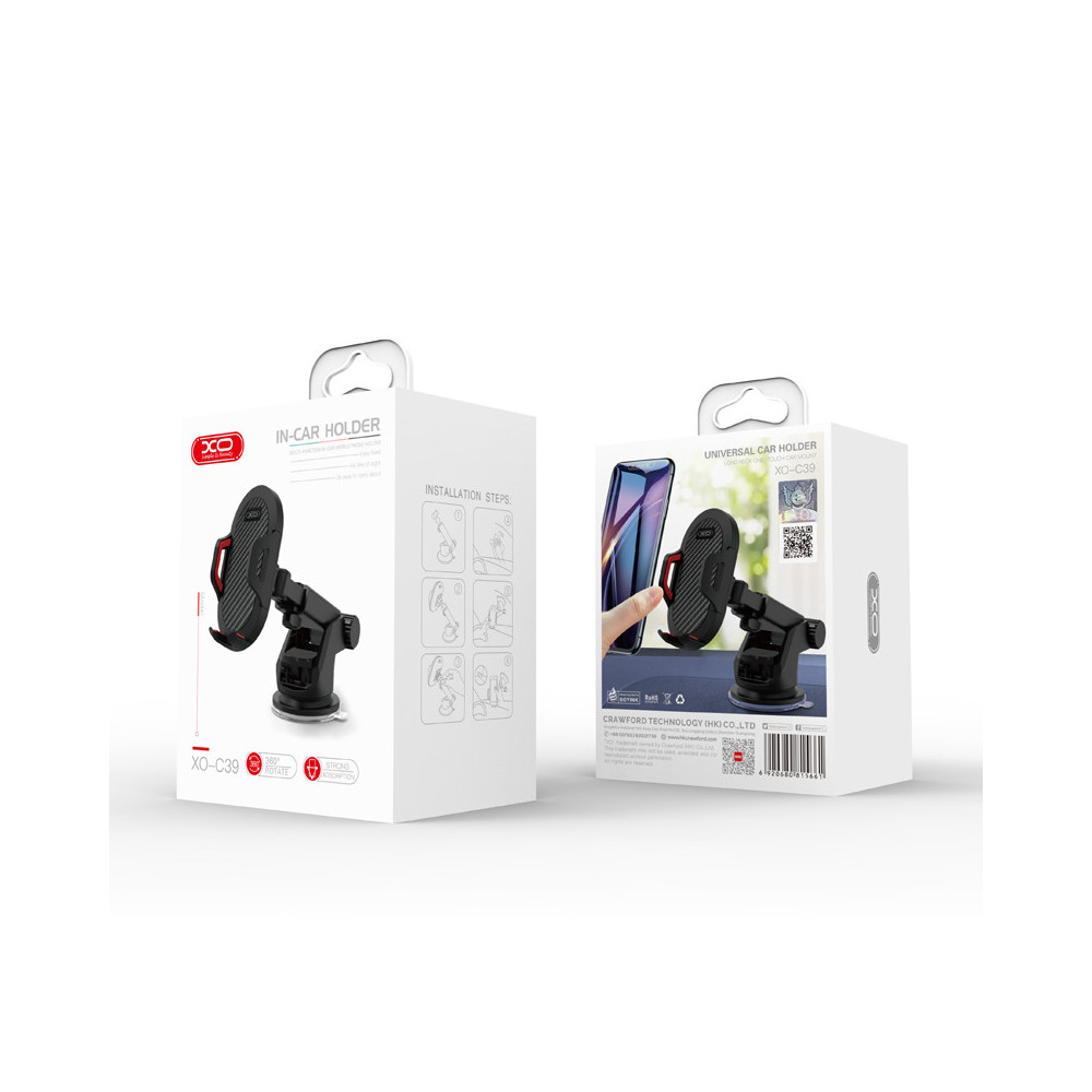 Support voiture XO C39 noir avec ventouse