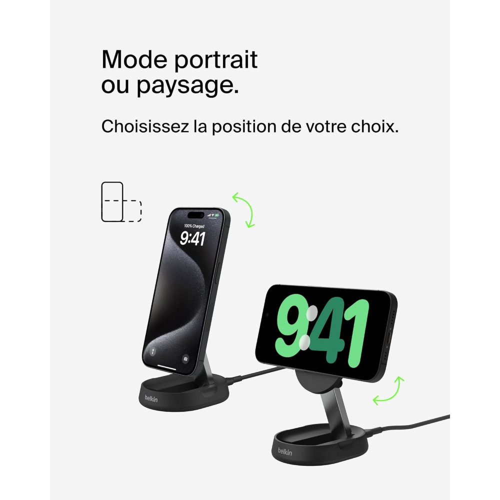 Support de recharge BELKIN BoostCharge Pro Qi2 et pliable (15 W) Noir