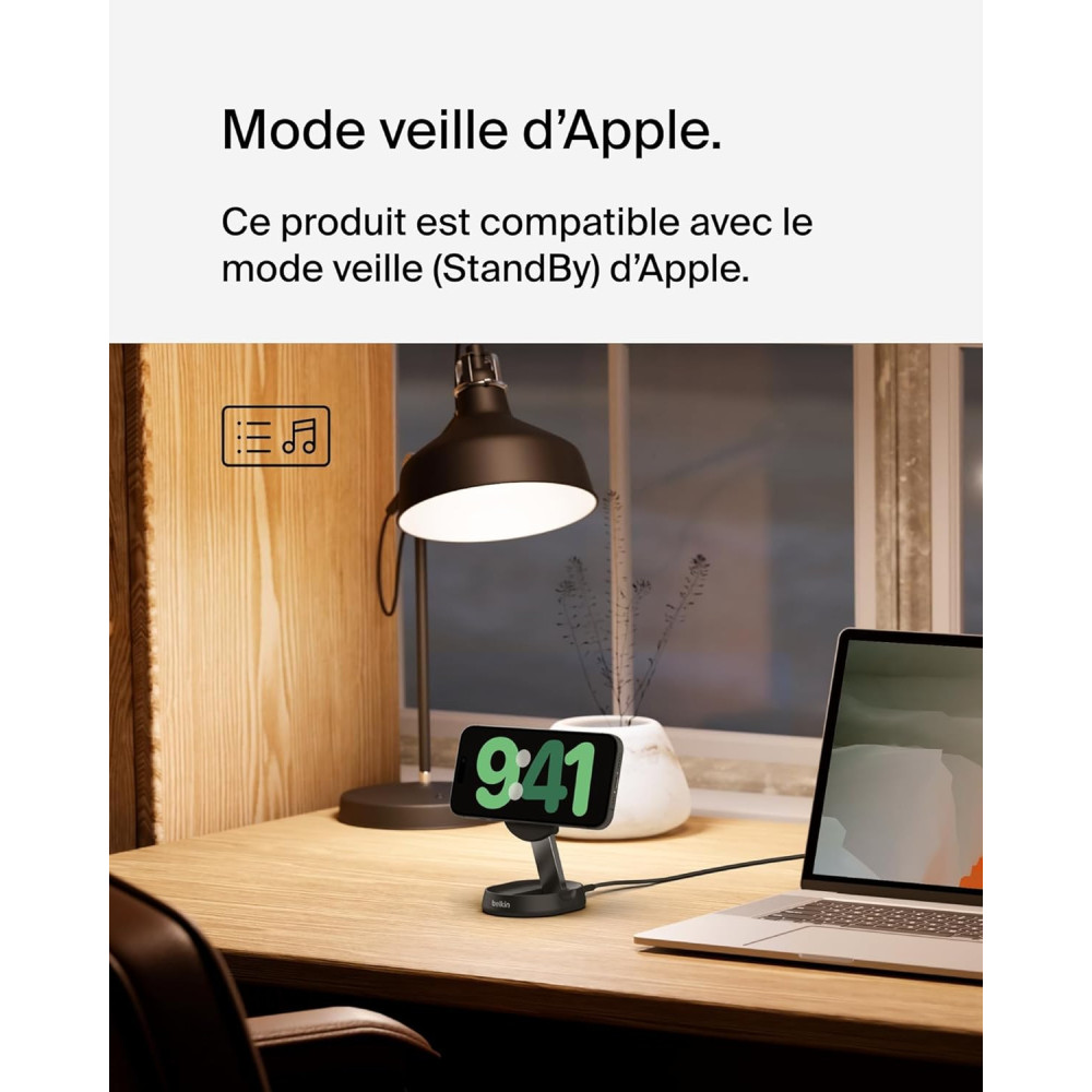 Support de recharge BELKIN BoostCharge Pro Qi2 et pliable (15 W) Noir