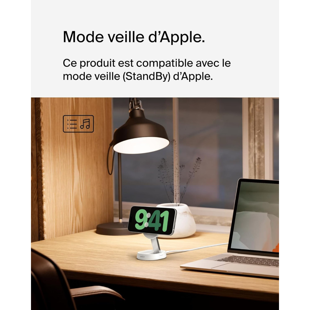 Support de recharge BELKIN BoostCharge Pro Qi2 et pliable (15 W) BLANC