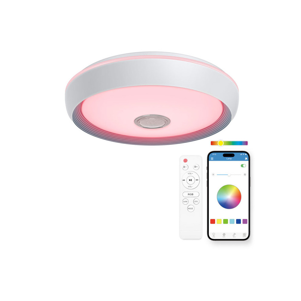 Plafonnier Smart LED KSIX Glory, haut-parleur intégré 5 W, RGB+CCT