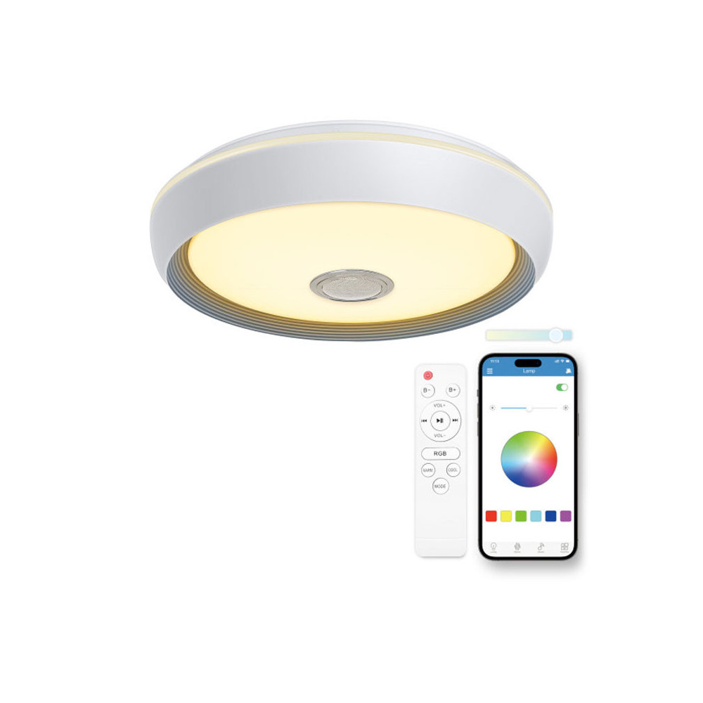 Plafonnier Smart LED KSIX Glory, haut-parleur intégré 5 W, RGB+CCT