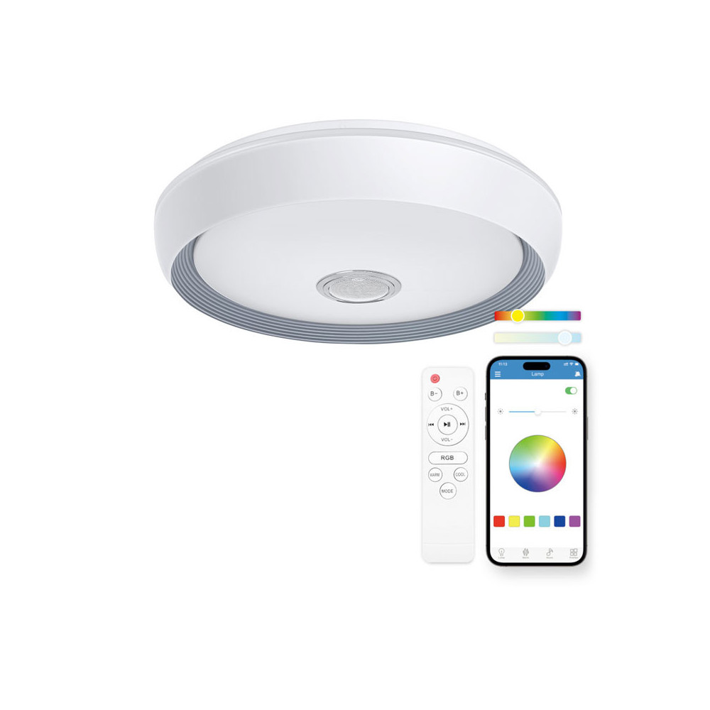 Plafonnier Smart LED KSIX Glory, haut-parleur intégré 5 W, RGB+CCT