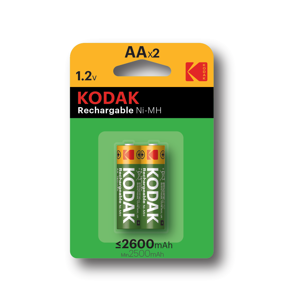 2 Piles Rechargeables KODAK 2600mAh Ni-Mh AA