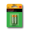 2 Piles Rechargeables KODAK 2600mAh Ni-Mh AA