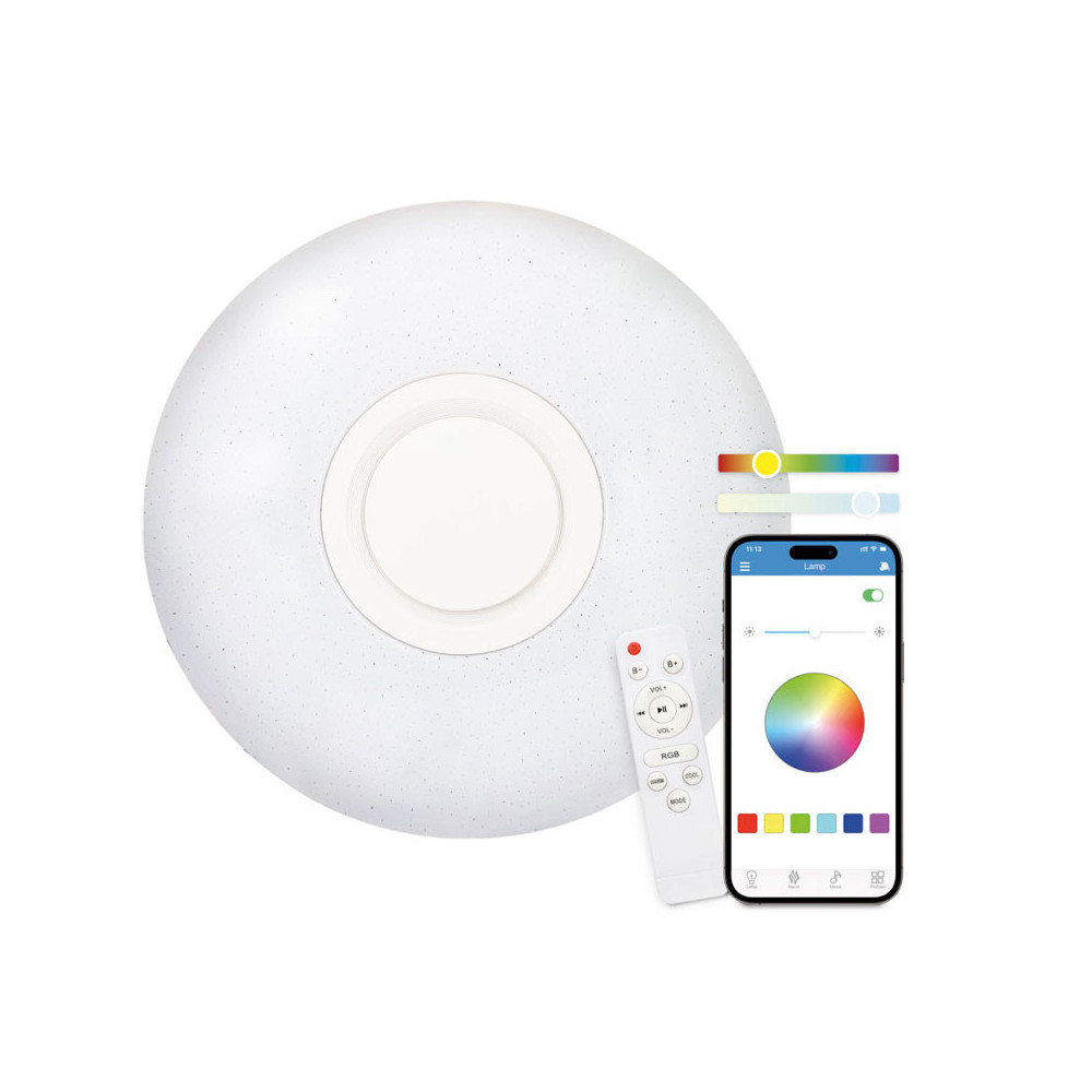 Plafonnier LED KSIX Rainbow, haut-parleur intégré 5 W, RGB+CCT