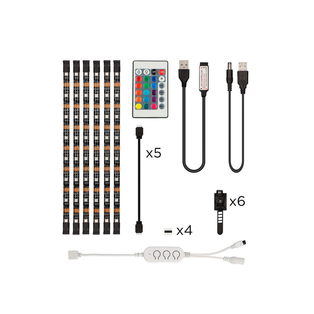 Bandes LED TV colorées KSIX, application ncluse, télécommande, 16 c