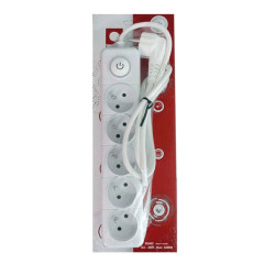 Multiprise SOMEF 5 Modules Avec Bouton Poussoir 3 M - Blanc