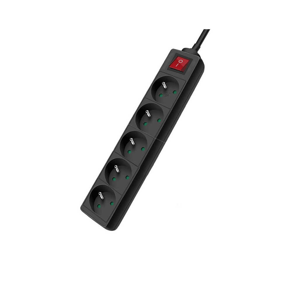 Multiprise SOMEF 5 Modules Avec Interrupteur 3 M - Noir